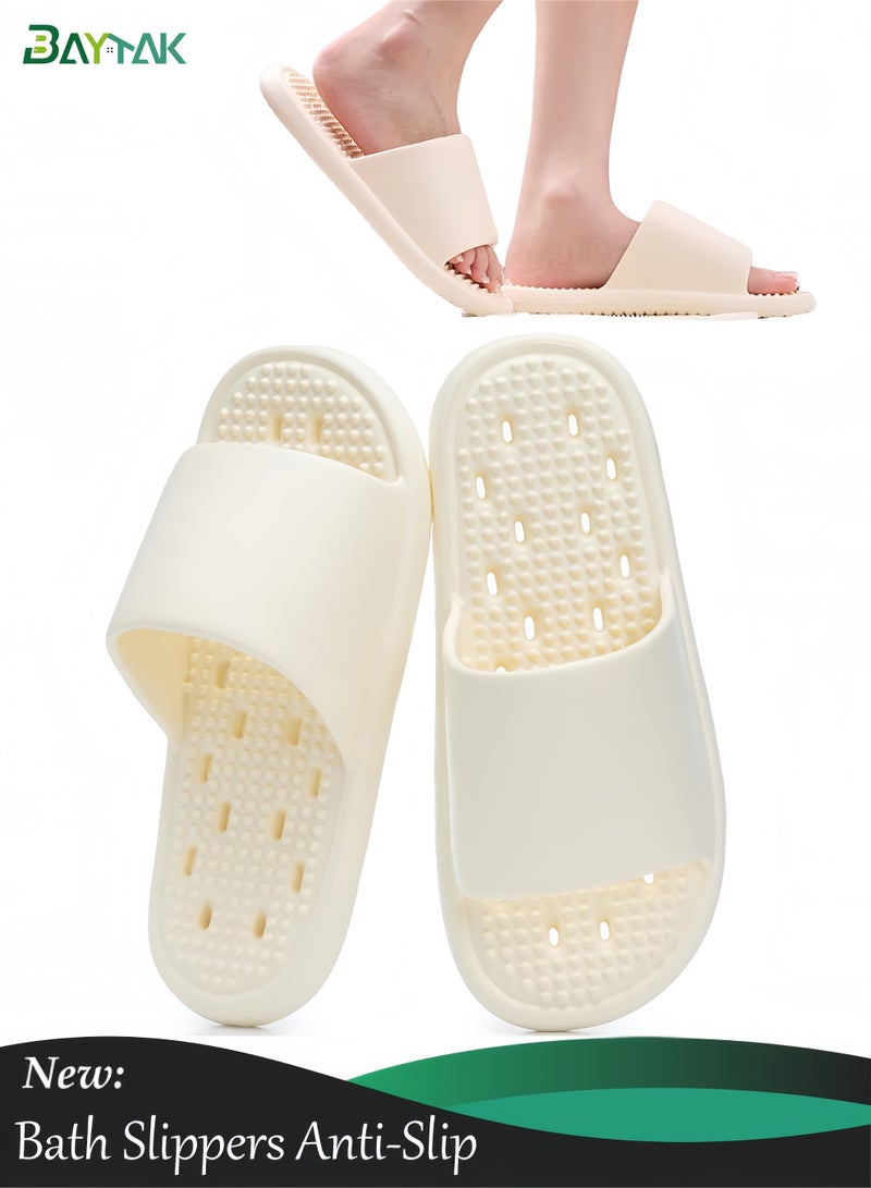 Baytak Bathroom Slippers Shower Slipper Bath Shoes, Anti-Slip Quick-Drying EVA House Slides, Soft Comfortable Thick Sole Indoor Outdoor Sandals - Image 1